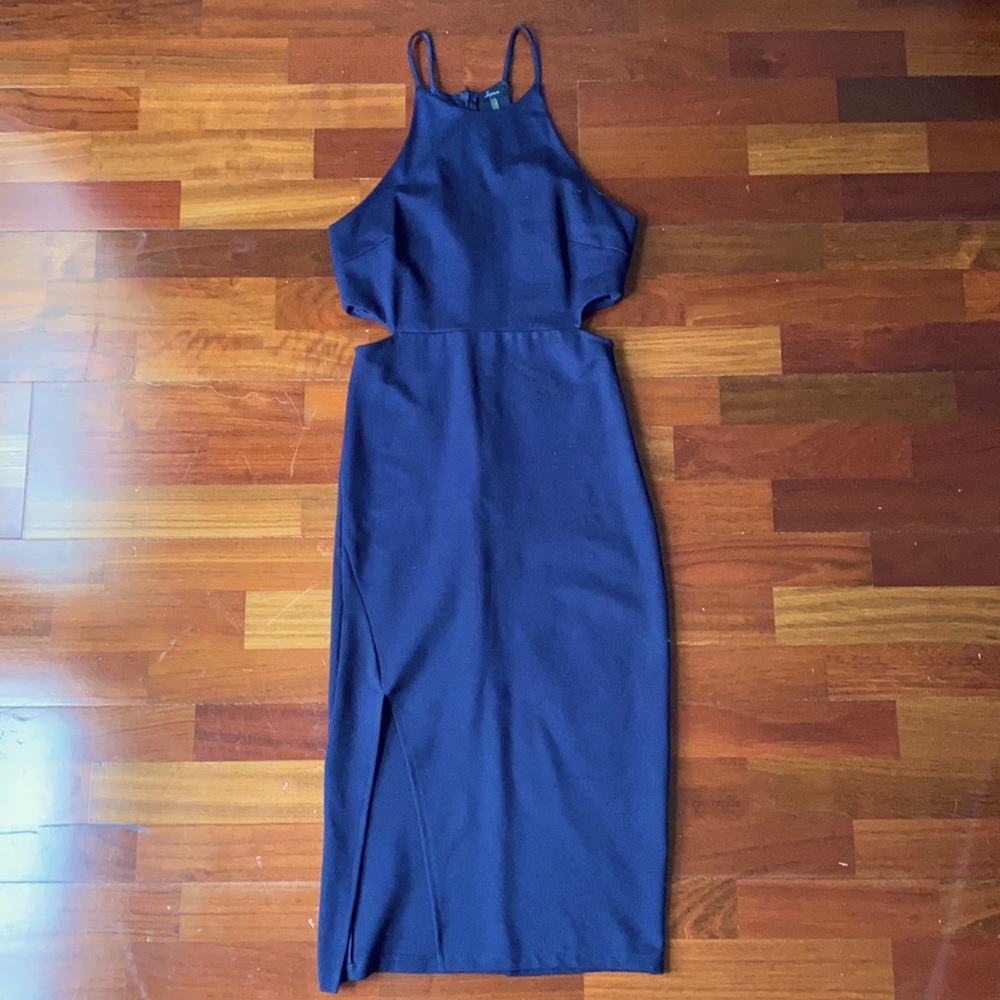 Navy Midi Cut-out Dress